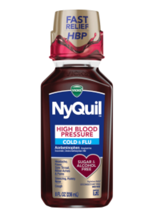 NyQuil™ High Blood Pressure Cold and Flu Relief Liquid Medicine 236 ml DLC: Fev26