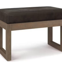 Small Madison Footstool Ottoman Bench Distressed Dark Brown - WyndenHall: Mid-Century Modern, Faux Leather, Wood Frame LPEU846783