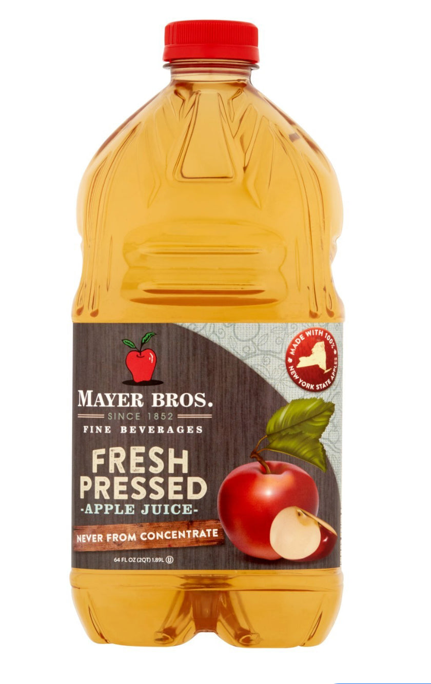 MAYER BROS. Fresh Pressed Apple Juice (64 oz) 1.89L DLC: Oct26