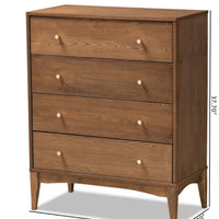 Baxton Studio Landis Mid-Century Modern Ash Walnut Finished Wood 4-Drawer Chest MM