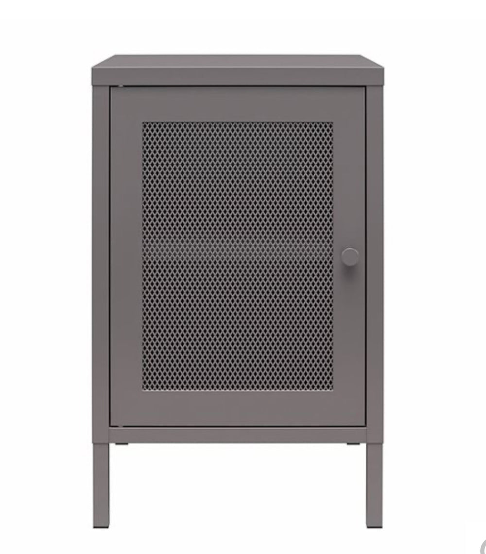 Systembuild Evolution Sunset District 15 W x 16 D x 24-in H Graphite Metal Side Table with Mesh Door