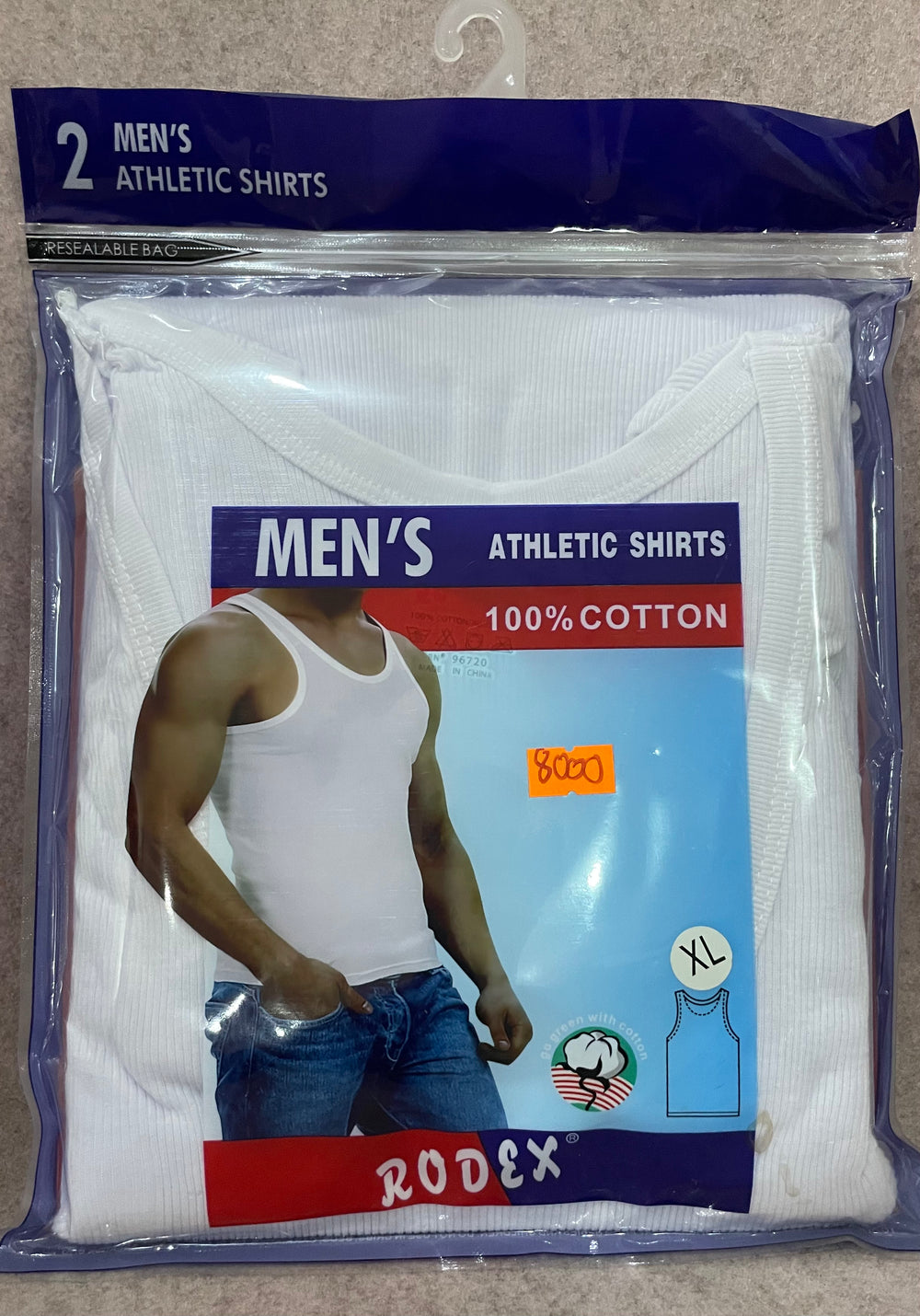 Men’s Athletic Shirts blanc 100% Cotton Rodex Taille M