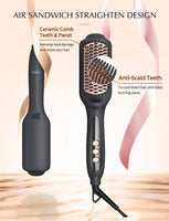 
              LANDOT Hair Straightener Brush Heated Straightening Brush: Rose Gold Negative Ion Hot Hair Brush for Smooth Frizz Free Hair - Ceramic Flat Iron Brush - Dual Voltage Fast Heating
            