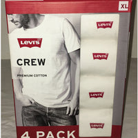 Mens Levis White Cotton Crew T Shirts Size XL (46-48) 4 Pack