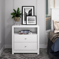 Calla Tall 2 Drawer Nightstand White - Prepac LPFN841344