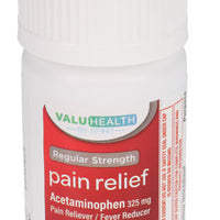 ValuHealth Regular Strength Acetaminophen 325-mg Pain Relief Tablets, 60-ct. Bottles DLC: Nov25