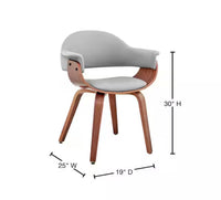 
              Adalyn Grey Faux Leather and Walnut Wood Dining Room Accent Chair
            
