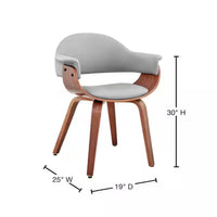 Adalyn Grey Faux Leather and Walnut Wood Dining Room Accent Chair
