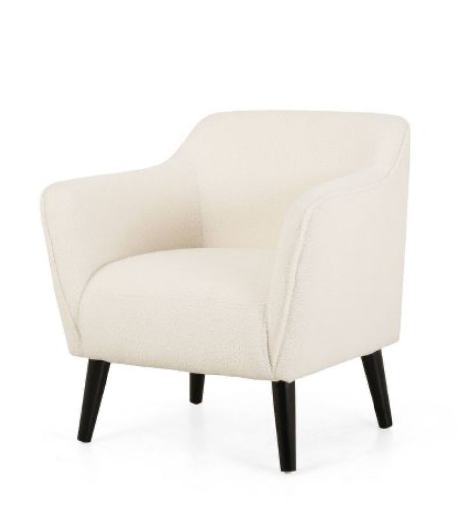 Alphonse Contemporary Boucle Fabric Arm Chair Ivory/Matte Black - Christopher Knight Home
