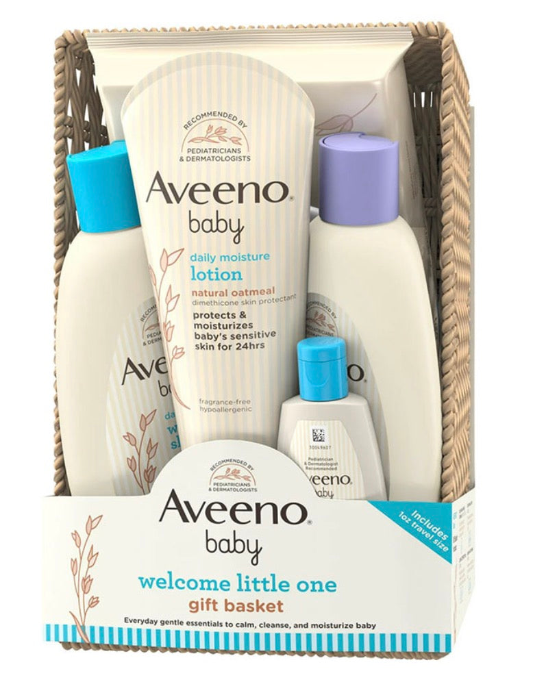 Aveeno Baby Welcome Little One Gift Set with Baby Wash, Shampoo, Wipes and Lotion, for Sensitive Skin