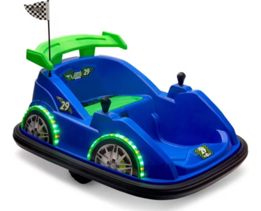 Flybar FunPark Racer Bumper Car - Blue: Plastic Ride-On for Ages 1.5-4, 66lb Cap