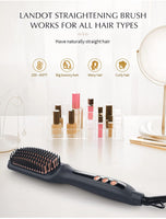 
              LANDOT Hair Straightener Brush Heated Straightening Brush: Rose Gold Negative Ion Hot Hair Brush for Smooth Frizz Free Hair - Ceramic Flat Iron Brush - Dual Voltage Fast Heating
            