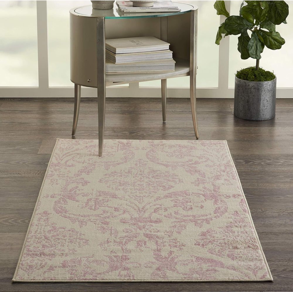 Nourison Jubilant Damask Ivory/Pink 5 3 x 7 3 Area Rug (5x7)