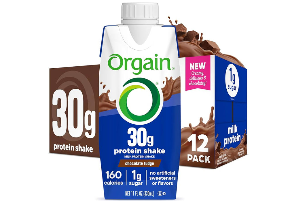 Orgain 30g Milk Protein Shake, Chocolate Fudge, 11 fl oz (330ml) DLC: Nov25
