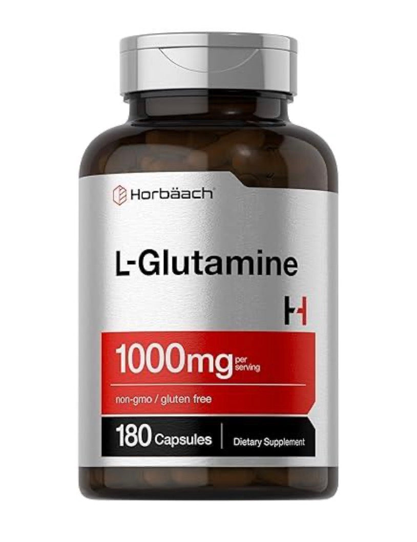 Horbaach L Glutamine Capsules 1000mg | 180 Powder Pills | Supplement for Women and Men DLC: 11/2026