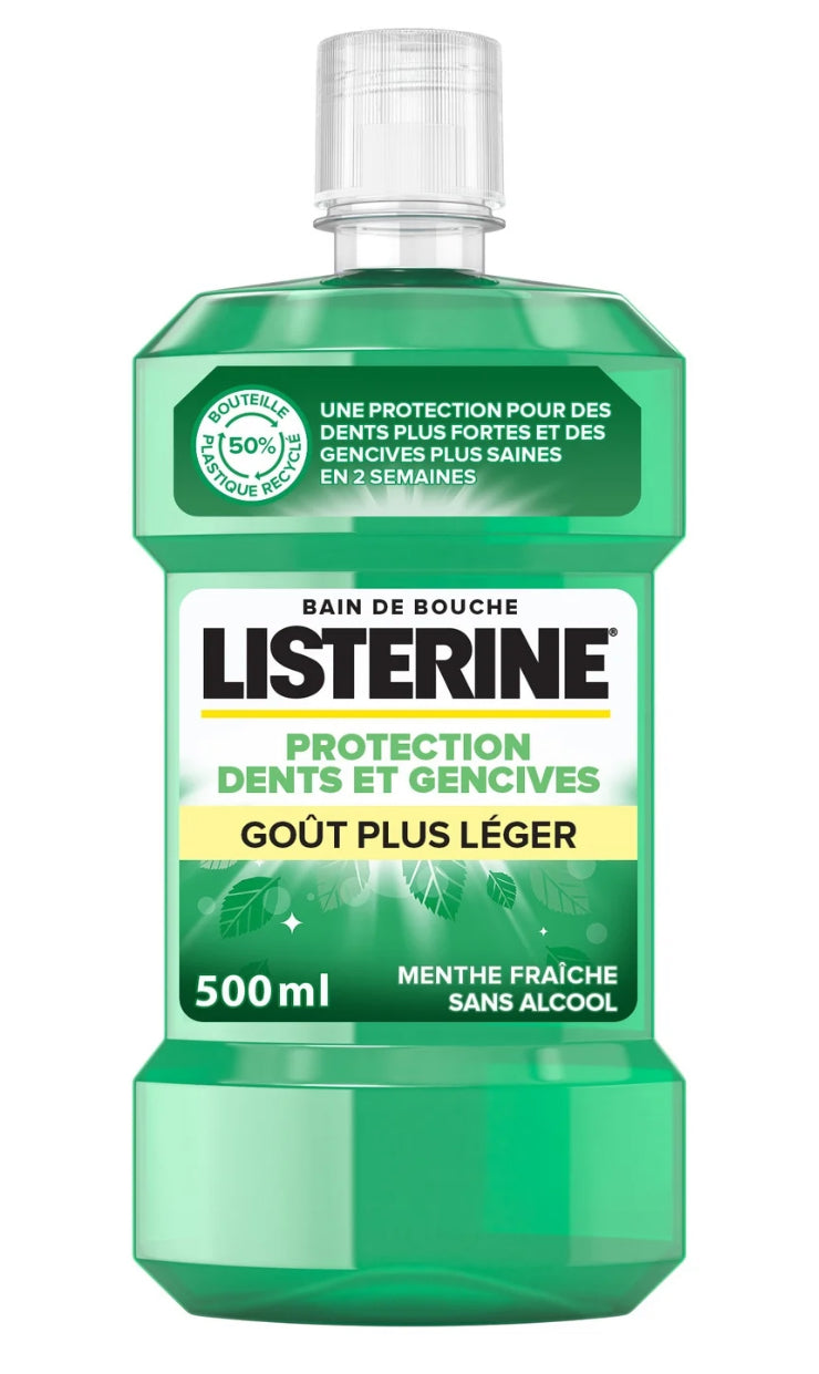 Bain de Bouche Protection Dents Et Gencives Goût Plus Léger Sans Alcool LISTERINE (500mL)