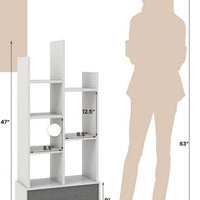 Costway Modern Bookshelf Rustic Wooden Shelf Organizer with Non-woven Fabric Drawer (L 53cm, La 24cm, H 1m x 18cm)