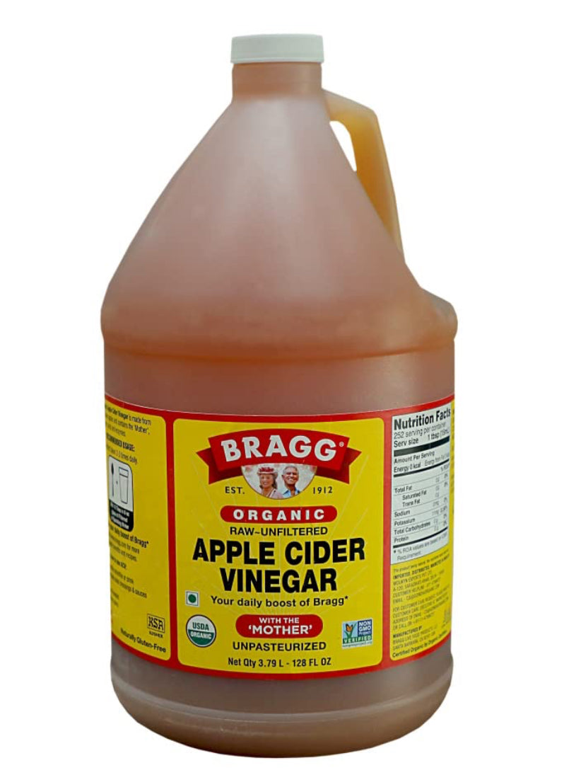 Bragg Organic Apple Cider Vinegar, Raw, Unfiltered, With The Mother, 128 oz (3.79L) DLC: Juin29