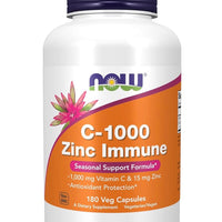 NOW Supplements, C-1000 & Zinc Immune, Seasonal Support Formula, Antioxidant Protection, 180 Count DLC: 05/2028