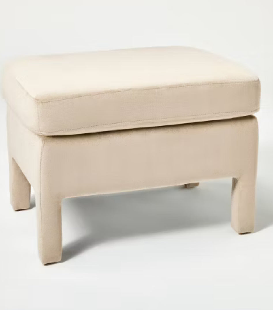 Bellfield Fully Upholstered Ottoman Light Brown Velvet - Threshold designed with Studio McGee: Rectangular, No Assembly Required