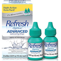 Refresh Optive Advanced Lubricant Eye Drops For Dry Eyes, 0.33 Fl Oz Sterile (2 Count) (10ml) DLC: Juillet26