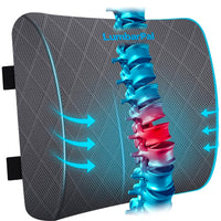 Lumbar Support Pillow for Office Chair Back Support Lumbar Pillow for Car, Gaming, Office Chair - Improve Sitting Posture & Back Pain Relief, Memory Foam, Adjustable Straps, Grey