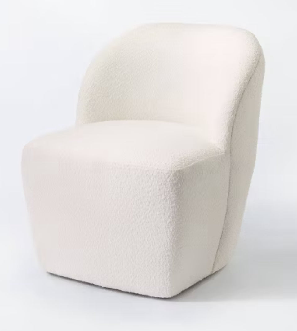Pasadena Swivel Accent Chair Cream Boucle - Threshold designed with Studio McGee: Modern Armless, Curved Back LPEU843256