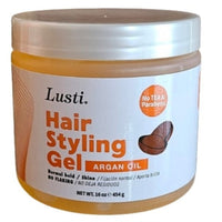 Lusti Hair Styling Gel Argan Oil Normal Hold Shine No Flaking 16 OZ 454