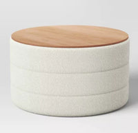 
              Tray Top Upholstered Storage Cocktail Boucle Ottoman Cream/White - Threshold LPEU693541
            