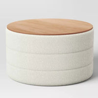 Tray Top Upholstered Storage Cocktail Boucle Ottoman Cream/White - Threshold LPEU693541