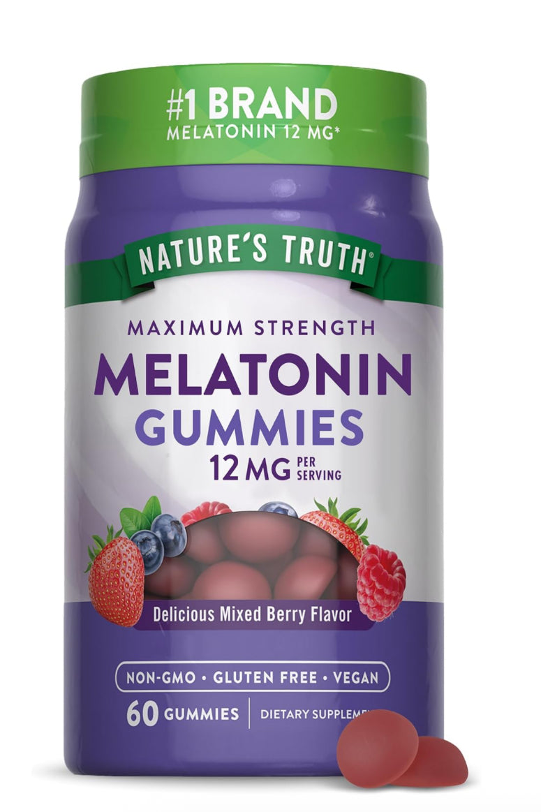 Natures Truth Melatonina 12mg Força Máxima - 60 Gomas DLC: Déc25