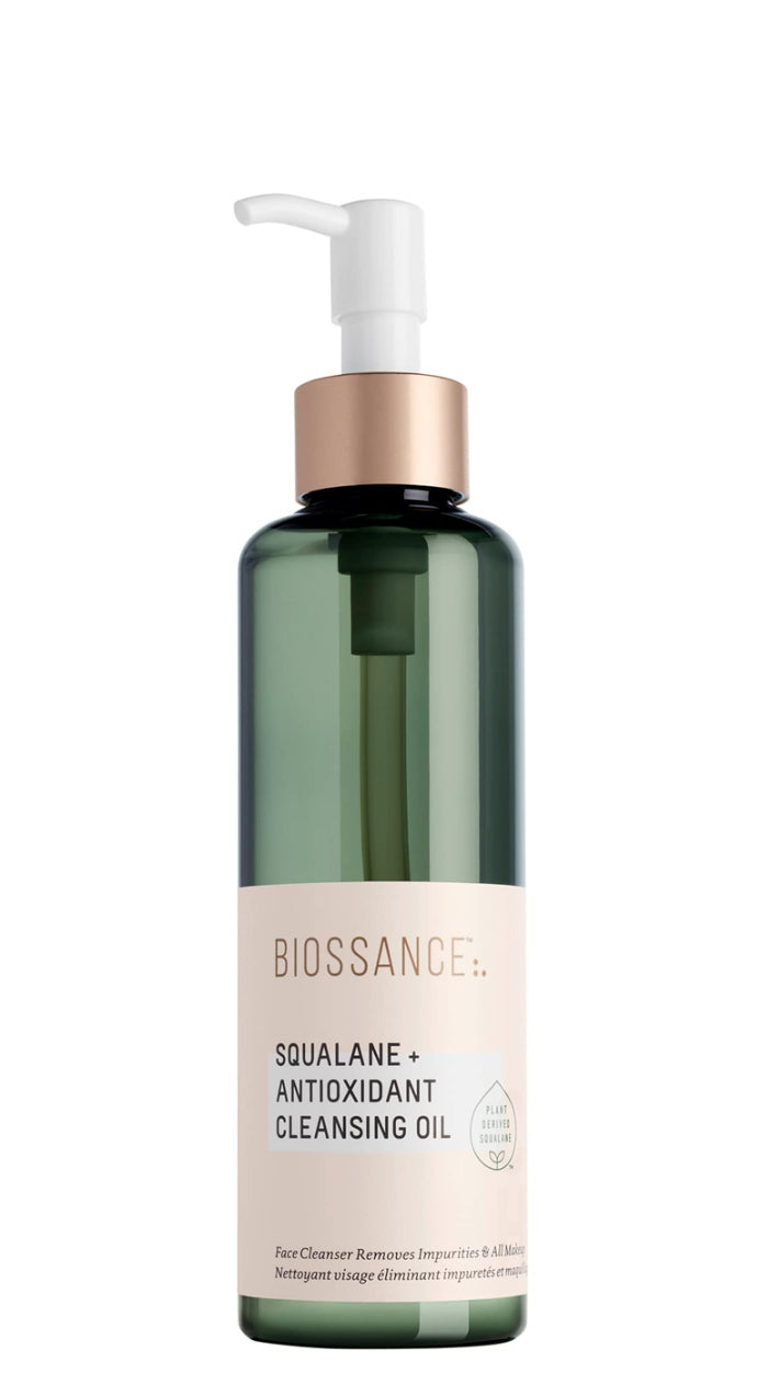 Biossance Squalane + Antioxidant Cleansing Oil. Lightweight Facial Oil Cleans Deep into Pores Removes Makeup and Hydrates Skin. For all Skin Types (6.7 ounces)