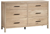 
              Pacific View 6 Drawer Dresser Prime Oak - Sauder: Rustic Storage Furniture with Metal Runners
            