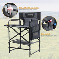 
              BAYIEIUI 2 Pack Flip Up Director Chair with Side Table Storage Bag Portable Camping Makeup Artist Bar Chair Support 400lbs and 27" Seat Height
            
