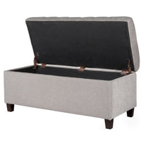 Ainsley Button Tufted Storage Bench - Silver Ash - HomePop (L 1m x 25cm, La 45cm, H 45cm,)