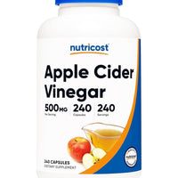 Nutricost Apple Cider Vinegar Capsules 500mg, 240 Vegetarian Capsules - Natural, Vegetarian, GMP, Non-GMO and Gluten Free DLC: 02/2028