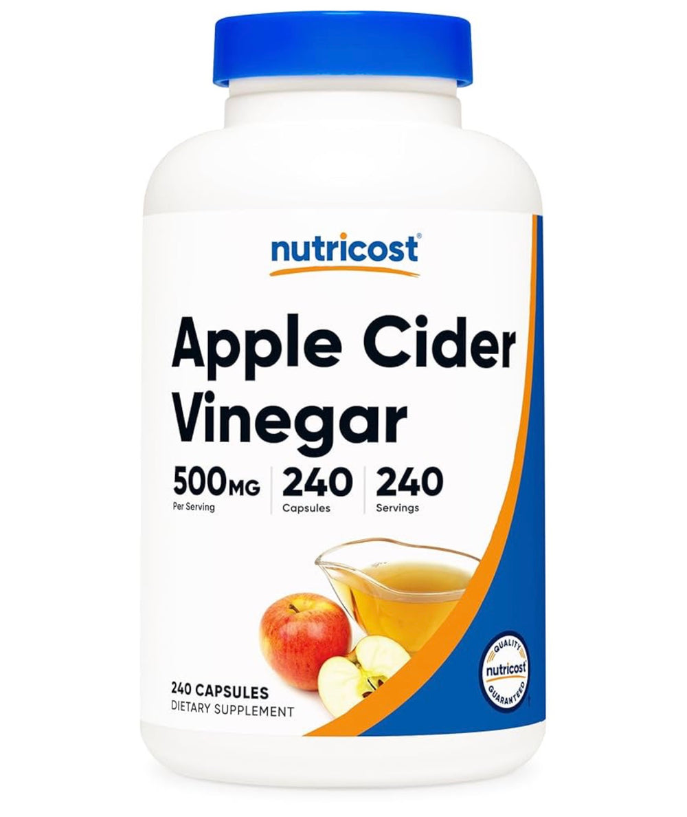 Nutricost Apple Cider Vinegar Capsules 500mg, 240 Vegetarian Capsules - Natural, Vegetarian, GMP, Non-GMO and Gluten Free DLC: 02/2028