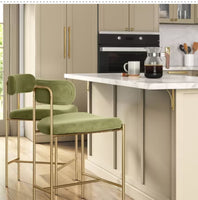 
              Orion Luxe Backed Counter Height Barstool with Brass Legs Olive Green Velvet - Threshold
            
