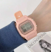 
              Promo *Montre Men Women Pink Silicone Strap Sporty Geometric Dial Digital Watch, For Daily Decoration
            