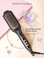 
              LANDOT Hair Straightener Brush Heated Straightening Brush: Rose Gold Negative Ion Hot Hair Brush for Smooth Frizz Free Hair - Ceramic Flat Iron Brush - Dual Voltage Fast Heating
            