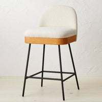 Sepulveda Mixed Material Counter Height Barstool Ivory/Natural - Opalhouse designed with Jungalow: Angled Legs (88.9cm x 45.7 cm x 50.8cm)