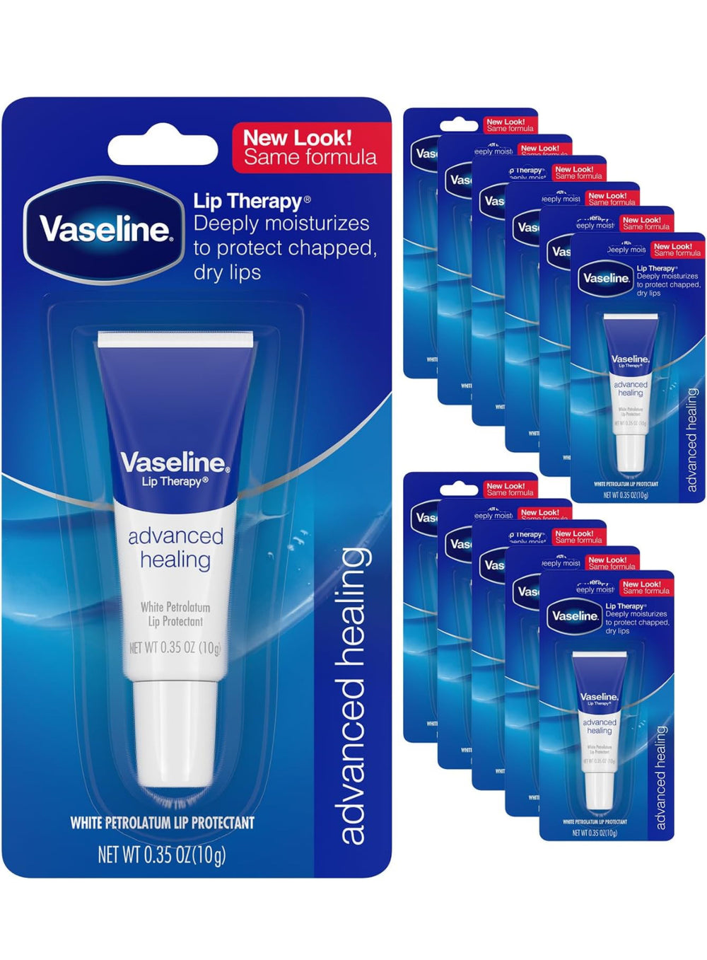 Vaseline Lip Therapy Lot de 12 tubes de baume à lèvres Advanced Healing 9,9 g