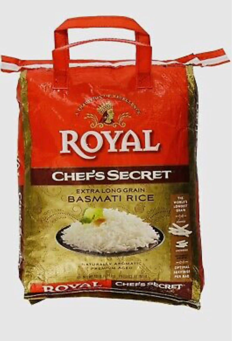 Riz basmati à grains extra longs Royal Chef's Secret, 10 livres, blanc
 (4.54 Kg)