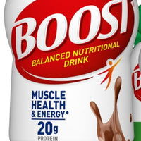 BOOST High Protein Nutritional Drink, Rich Chocolate, 20g Protein, 12 - 8 fl oz Bottles DLC: 13 Août25