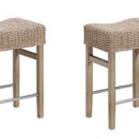 Nathan James Set of 2 Harvey Seagrass Counter Height Barstools Brown