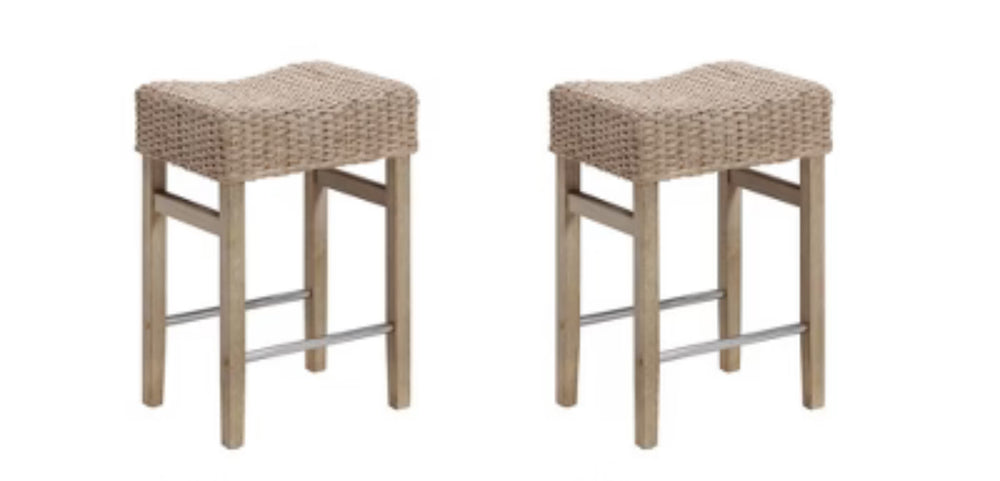 Nathan James Set of 2 Harvey Seagrass Counter Height Barstools Brown