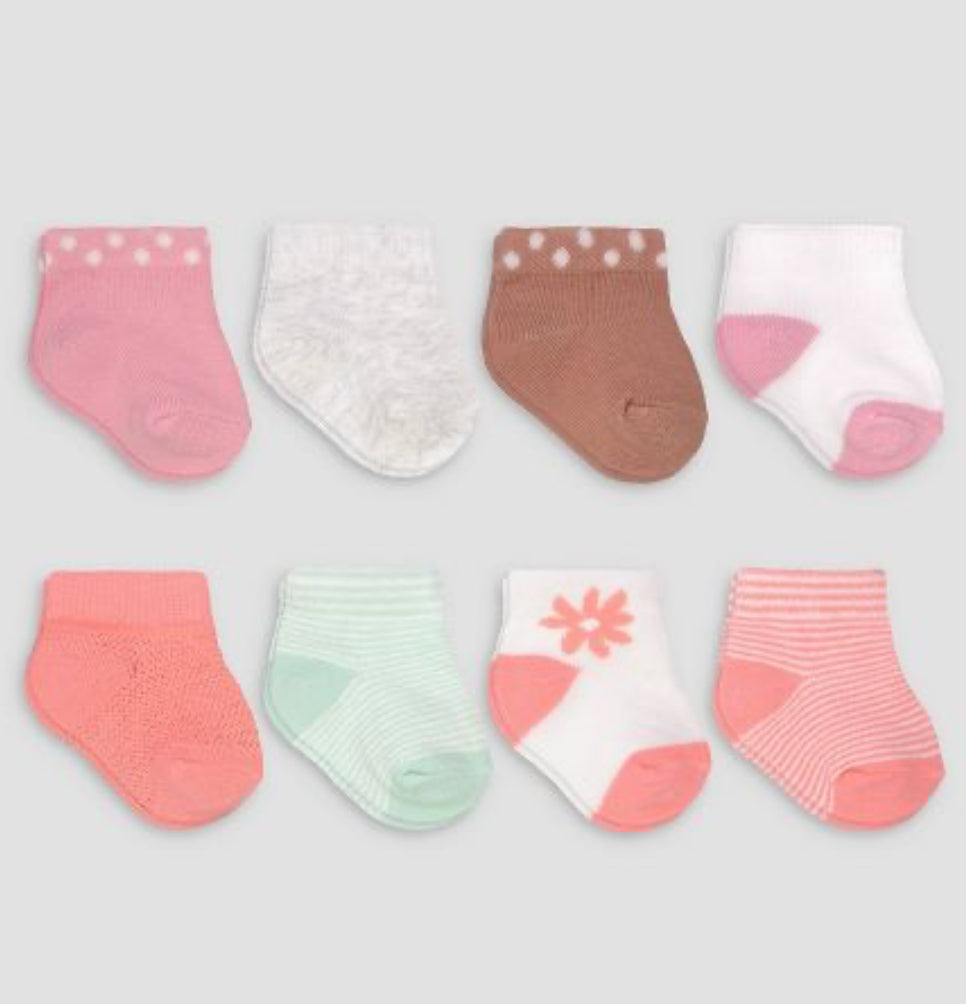 Carter's Just One YouÂ® Baby Girls' 8pk Floral Crew Socks - 0-3M/ MM