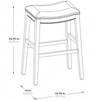 24" Saddle Counter Height Barstool Gray - OSP Home Furnishings: Nailhead Trim, Wood Base, No Assembly Required LPEU853463