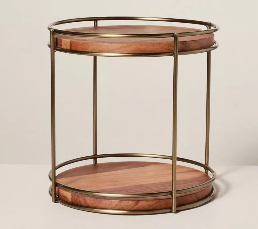 Hearth & Hand tiered wood & metal round serving stand