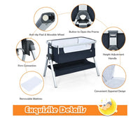 
              Costway Baby Bassinet Bedside Sleeper w/Storage Basket & Wheel for Newborn Navy
            